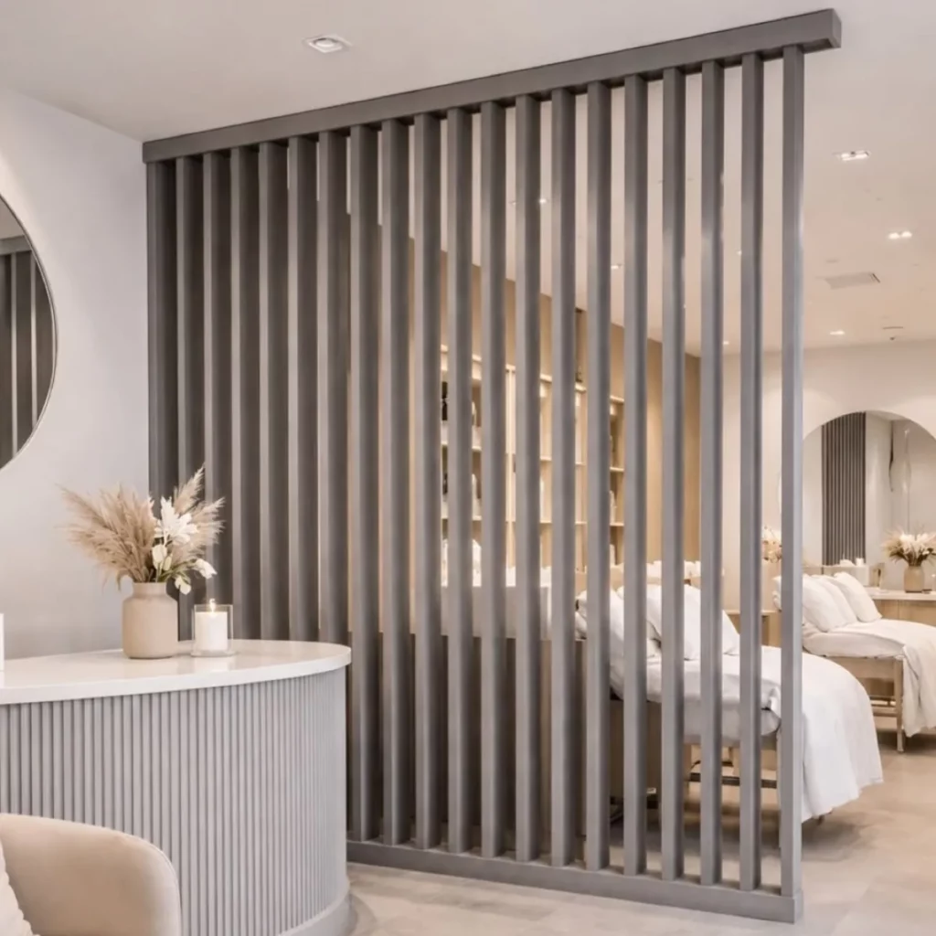 WPC divider tubes room partition in gray finish