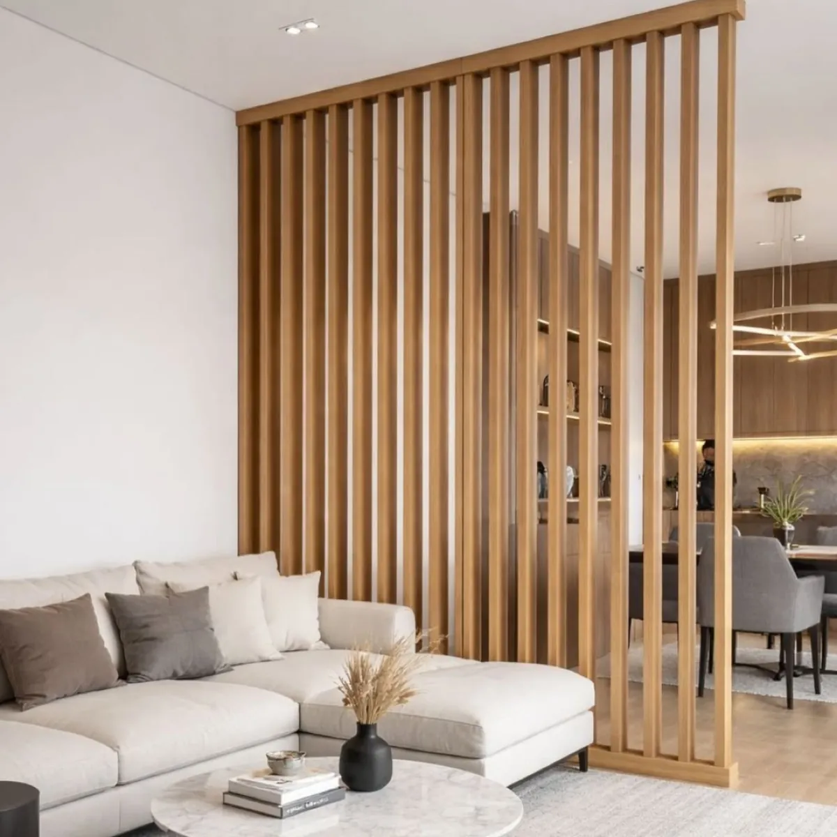 WPC divider tubes in wood finish