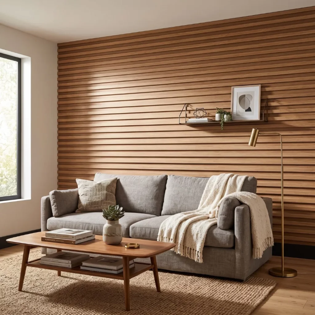 WPC-20 fluted wall panel in a living room