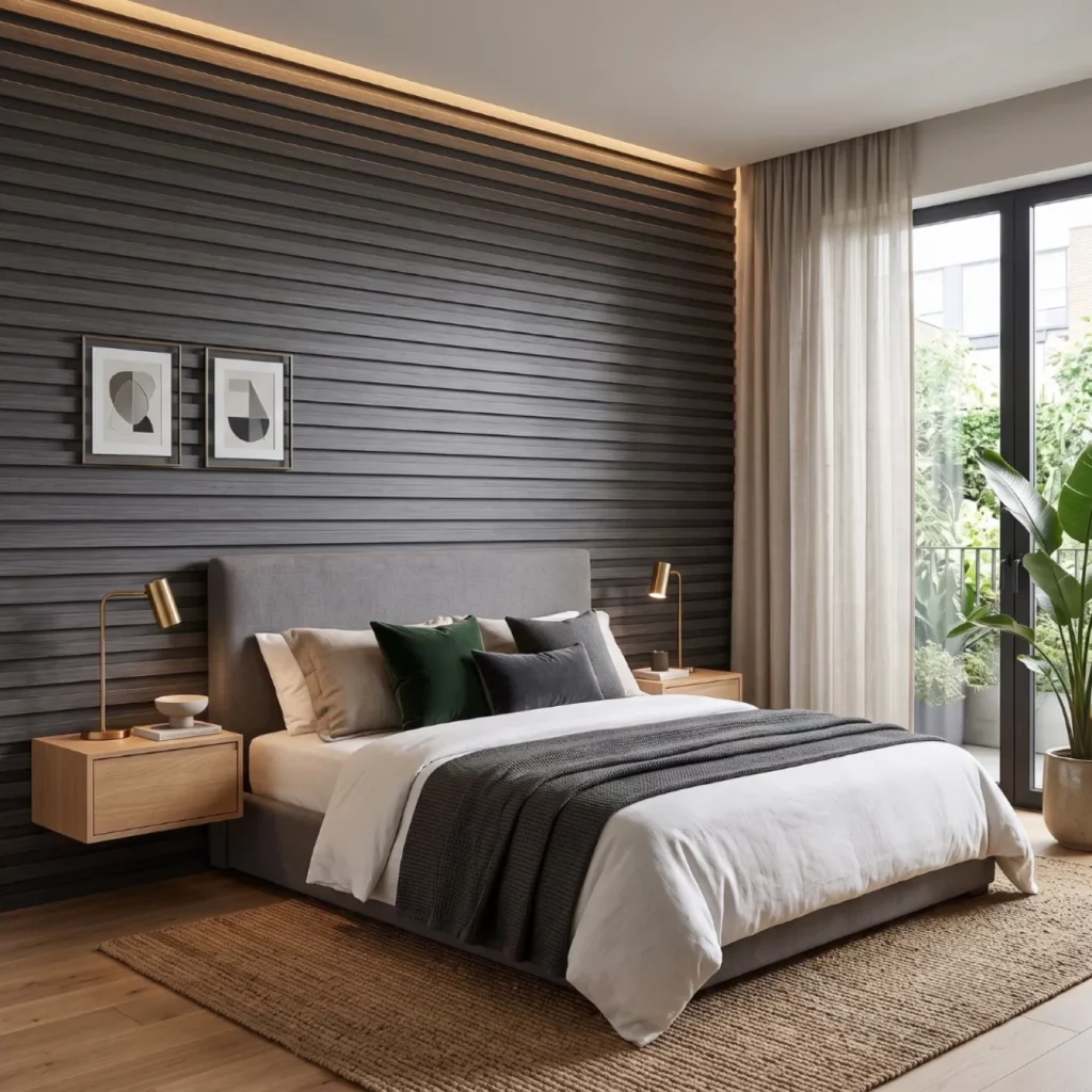 WPC-50 fluted wall panel in a room